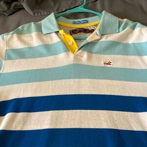Akoo Blue and White Striped Polo Shirt Casual Style